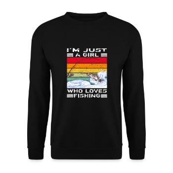 Ich bin nur ein Mädchen, dass Fischen liebt - Unisex Pullover - Schwarz - Vorne - Alina (178cm) & Michal (187cm)