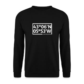 La Seyne-sur-Mer Koordinaten - Unisex Pullover - Schwarz - Vorne - Alina (178cm) & Michal (187cm)