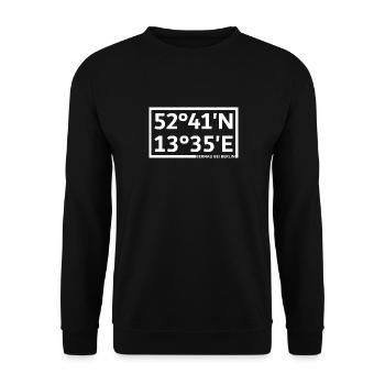 Bernau bei Berlin Koordinaten - Unisex Pullover - Schwarz - Vorne - Alina (178cm) & Michal (187cm)