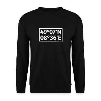 Coordonnées de Bruchsal - Sweat-shirt Unisexe - noir - Devant - Alina (178cm) & Michal (187cm)