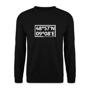 Bietigheim-Bissingen Koordinaten - Unisex Pullover - Schwarz - Vorne - Alina (178cm) & Michal (187cm)