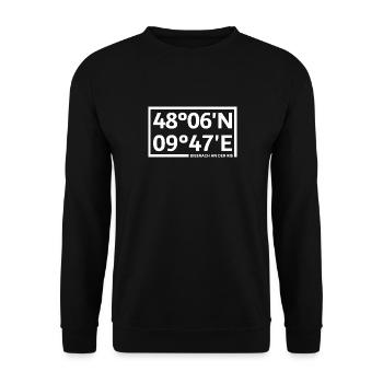 Biberach an der Riß Koordinaten - Unisex Pullover - Schwarz - Vorne - Alina (178cm) & Michal (187cm)