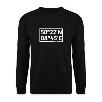 Bad Nauheim Koordinaten - Unisex Pullover - Schwarz - Vorne - Alina (178cm) & Michal (187cm)