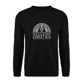 Helleno Chretien 🏺 Faut l'savoir hein ! - Sweat-shirt Unisexe - noir - Devant - Alina (178cm) & Michal (187cm)