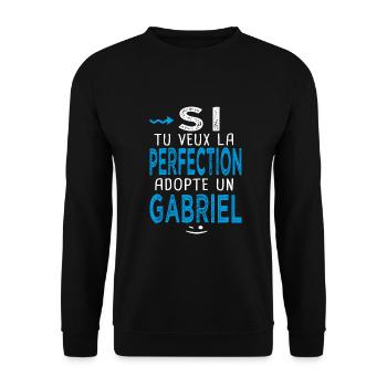 Gabriel Si tu veux la perfection adopte un gabriel - Sweat-shirt Unisexe - noir - Devant - Alina (178cm) & Michal (187cm)