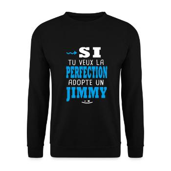 Jimmy Si tu veux la perfection adopte un Jimmy - Sweat-shirt Unisexe - noir - Devant - Alina (178cm) & Michal (187cm)