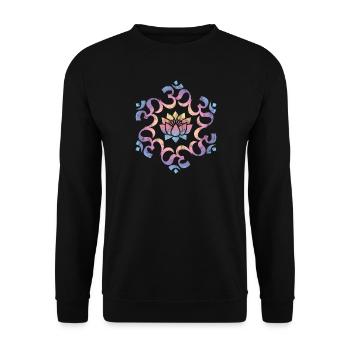 Om, mantra, mandala, fleur de lotus, bouddhisme, yoga - Sweat-shirt Unisexe - noir - Devant - Alina (178cm) & Michal (187cm)
