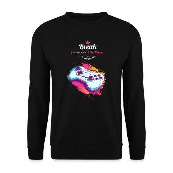 Break for reality - Funny / Gamer console Retro - Unisex Sweatshirt - black - Front - Alina (178cm) & Michal (187cm)