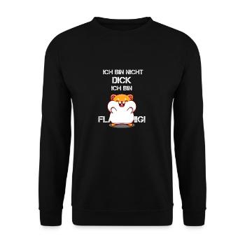 Lustiger Spruch Hamster Dick Fett - Unisex Pullover - Schwarz - Vorne - Alina (178cm) & Michal (187cm)