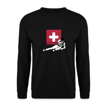 ski - alpine - apres - Schweiz - Unisex Pullover - Schwarz - Vorne - Alina (178cm) & Michal (187cm)