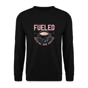 Fueled By Crystals And Coffee - Unisex Pullover - Schwarz - Vorne - Alina (178cm) & Michal (187cm)