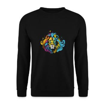 Popart Lion - Unisex Sweatshirt - black - Front - Alina (178cm) & Michal (187cm)