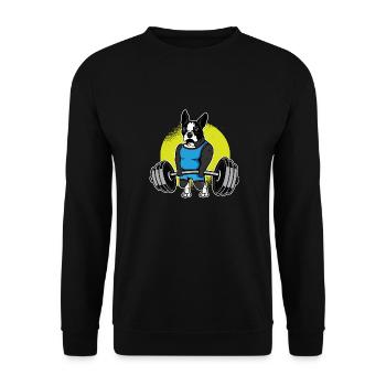 Boston Terrier Haltérophilie I Drôle De Soulevé de Terre - Sweat-shirt Unisexe - noir - Devant - Alina (178cm) & Michal (187cm)