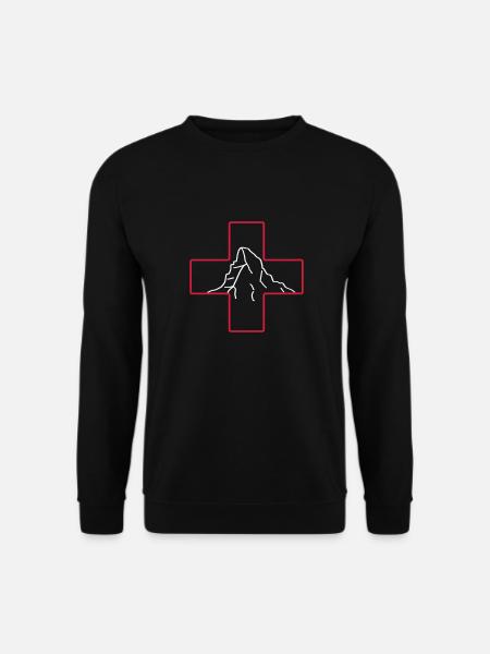 Matterhorn | Schweizer Flagge | Schweiz Wandern - Unisex Pullover - Schwarz