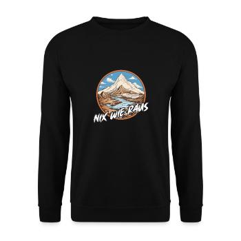 Nix wie raus - perfekt für Outdoor Fans - Unisex Pullover - Schwarz - Vorne - Alina (178cm) & Michal (187cm)