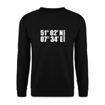 Gummersbach Koordinaten - Unisex Pullover - Schwarz - Vorne - Alina (178cm) & Michal (187cm)