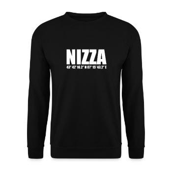 Nizza Koordinaten - Unisex Pullover - Schwarz - Vorne - Alina (178cm) & Michal (187cm)