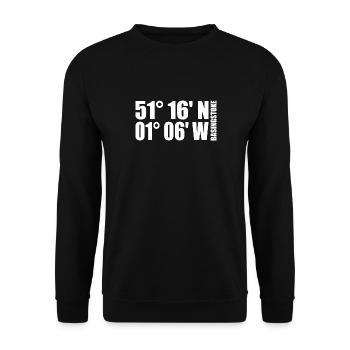 Basingstoke Koordinaten - Unisex Pullover - Schwarz - Vorne - Alina (178cm) & Michal (187cm)
