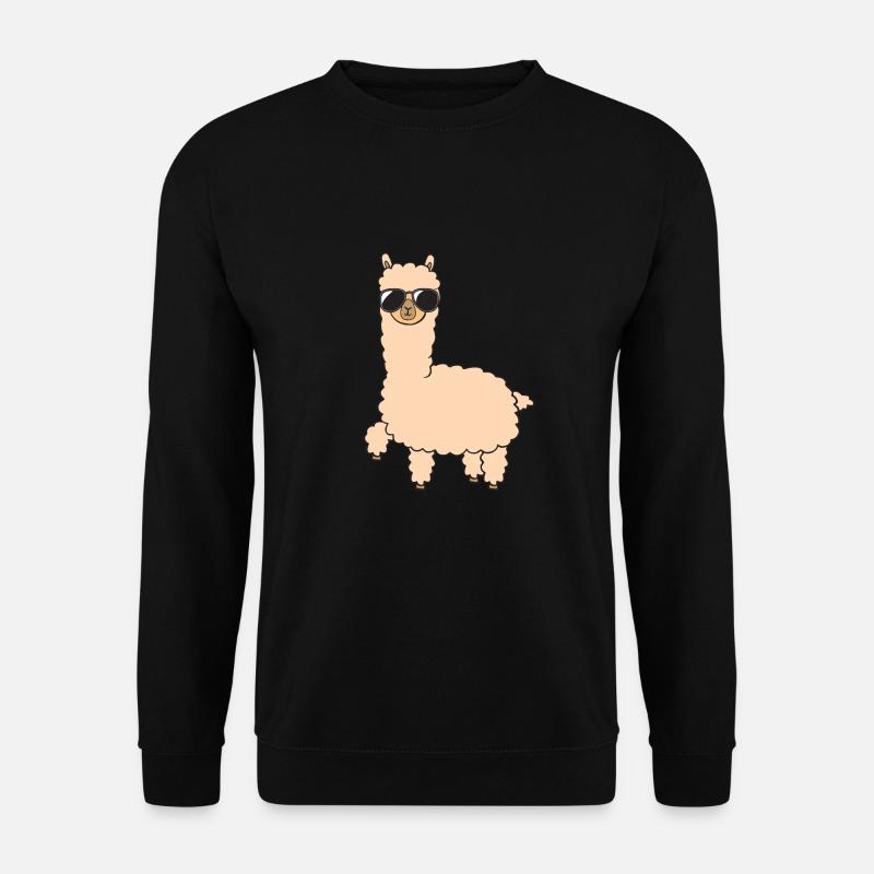 Alpaka mit Sonnenbrille - Unisex Pullover - Schwarz