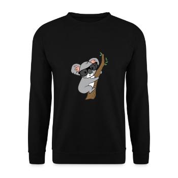 Koala mit Brille auf Baum - Unisex Pullover - Schwarz - Vorne - Alina (178cm) & Michal (187cm)