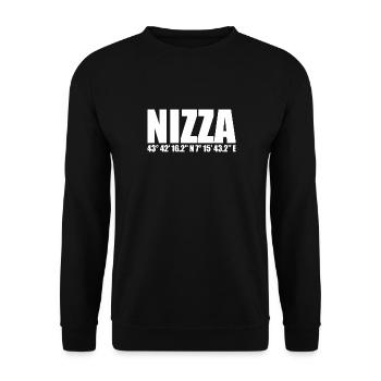 Nizza Koordinaten - Unisex Pullover - Schwarz - Vorne - Alina (178cm) & Michal (187cm)