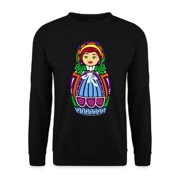 Matroschka-Puppe - Unisex Pullover - Schwarz - Vorne - Alina (178cm) & Michal (187cm)