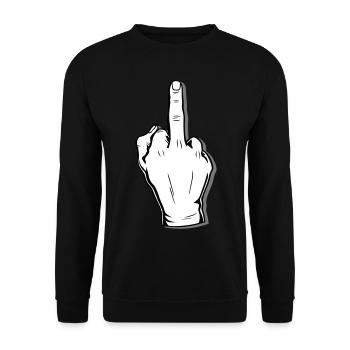 Mittelfinger Mittel Finger Stinkefinger Fuck You - Unisex Pullover - Schwarz - Vorne - Alina (178cm) & Michal (187cm)