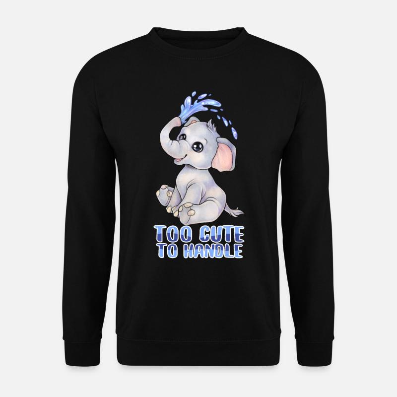 "Too cute to handle" Niedlicher Baby Elefant - Unisex Pullover - Schwarz