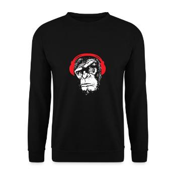 Monkey Headphone Cool Animal Music Bass Gift - Unisex Sweatshirt - black - Front - Alina (178cm) & Michal (187cm)