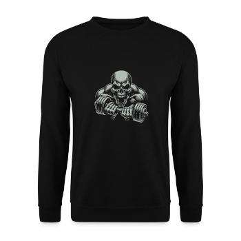 No Limit Hard Workout Skull with Dumbbell - Unisex Sweatshirt - black - Front - Alina (178cm) & Michal (187cm)