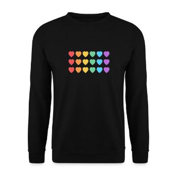 Rainbow Hearts LGBT Pride - Unisex Sweatshirt - black - Front - Alina (178cm) & Michal (187cm)