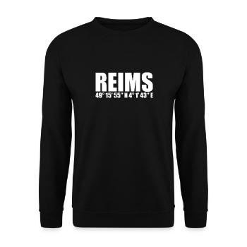 Reims Koordinaten - Unisex Pullover - Schwarz - Vorne - Alina (178cm) & Michal (187cm)