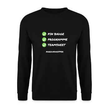 Non League Football Checklist for Groundhoppers - Unisex Sweatshirt - black - Front - Alina (178cm) & Michal (187cm)