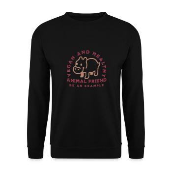 Vegan and Healthy - Animal Lovers - Unisex Sweatshirt - black - Front - Alina (178cm) & Michal (187cm)