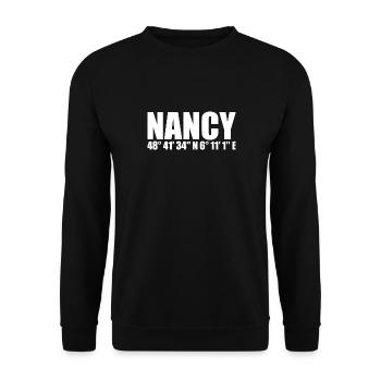 Nancy Koordinaten - Unisex Pullover - Schwarz - Vorne - Alina (178cm) & Michal (187cm)