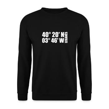 Leganés Koordinaten - Unisex Pullover - Schwarz - Vorne - Alina (178cm) & Michal (187cm)