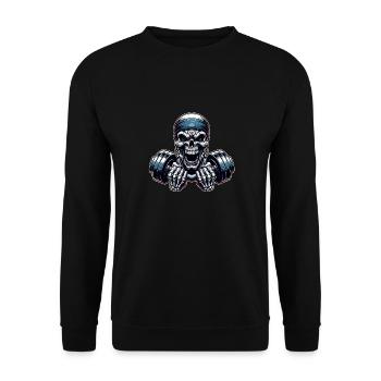 Crâne de musculation No Limit Workout avec haltère - Sweat-shirt Unisexe - noir - Devant - Alina (178cm) & Michal (187cm)
