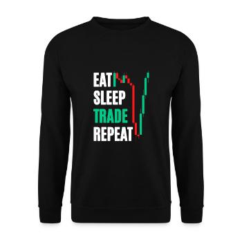 Eat Sleep Trade Repeat - Unisex Sweatshirt - black - Front - Alina (178cm) & Michal (187cm)