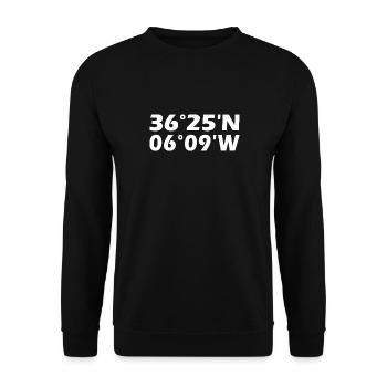 Chiclana de la Frontera Koordinaten - Unisex Pullover - Schwarz - Vorne - Alina (178cm) & Michal (187cm)