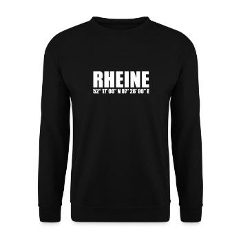 Rheine Koordinaten - Unisex Pullover - Schwarz - Vorne - Alina (178cm) & Michal (187cm)