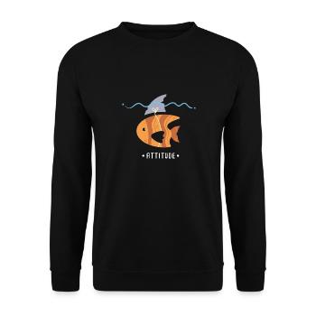 Sassy Sarcastic Cute Shark Fin Fish - Unisex Sweatshirt - black - Front - Alina (178cm) & Michal (187cm)