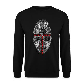 Tyr - Tuesday Wyrd and Wolf - red - Unisex Pullover - Schwarz - Vorne - Alina (178cm) & Michal (187cm)
