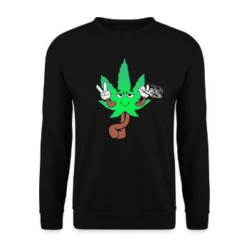 Der Bloom - Weed Cannabis Stoned Hanf Marihuana - Unisex Pullover - Schwarz - Vorne - Alina (178cm) & Michal (187cm)