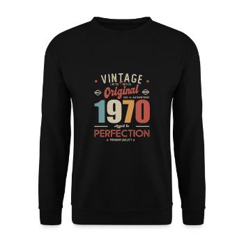 vintage original 1970 birthday gift - Unisex Sweatshirt - black - Front - Alina (178cm) & Michal (187cm)