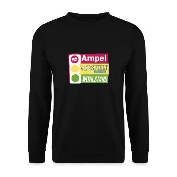 Die Ampel verspielt unseren Wohlstand Bauernprotes - Unisex Pullover - Schwarz - Vorne - Alina (178cm) & Michal (187cm)