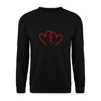 Rote, offene Herzen. - Unisex Pullover - Schwarz - Vorne - Alina (178cm) & Michal (187cm)