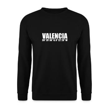 Valencia Koordinaten - Unisex Pullover - Schwarz - Vorne - Alina (178cm) & Michal (187cm)