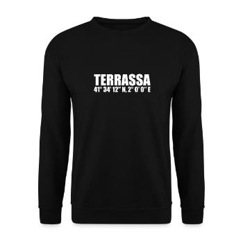 Terrassa Koordinaten - Unisex Pullover - Schwarz - Vorne - Alina (178cm) & Michal (187cm)