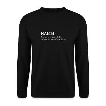 Hamm, North Rhine-Westphalia coordinates - Unisex Sweatshirt - black - Front - Alina (178cm) & Michal (187cm)