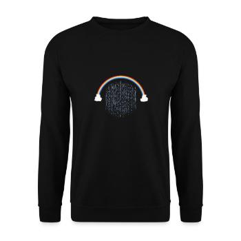 Regenbogen mit Regentropfenmuster - Unisex Pullover - Schwarz - Vorne - Alina (178cm) & Michal (187cm)